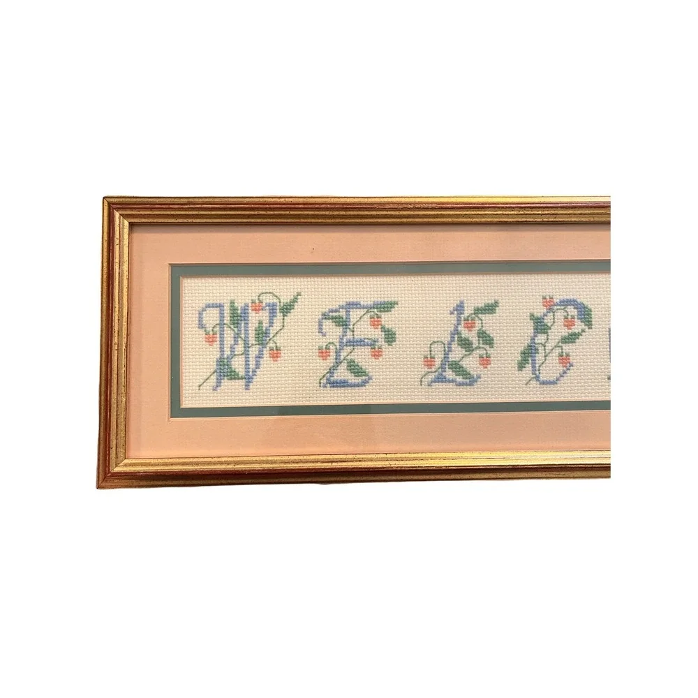 Vintage Embroidered Wall Art‎ Gold Framed 19